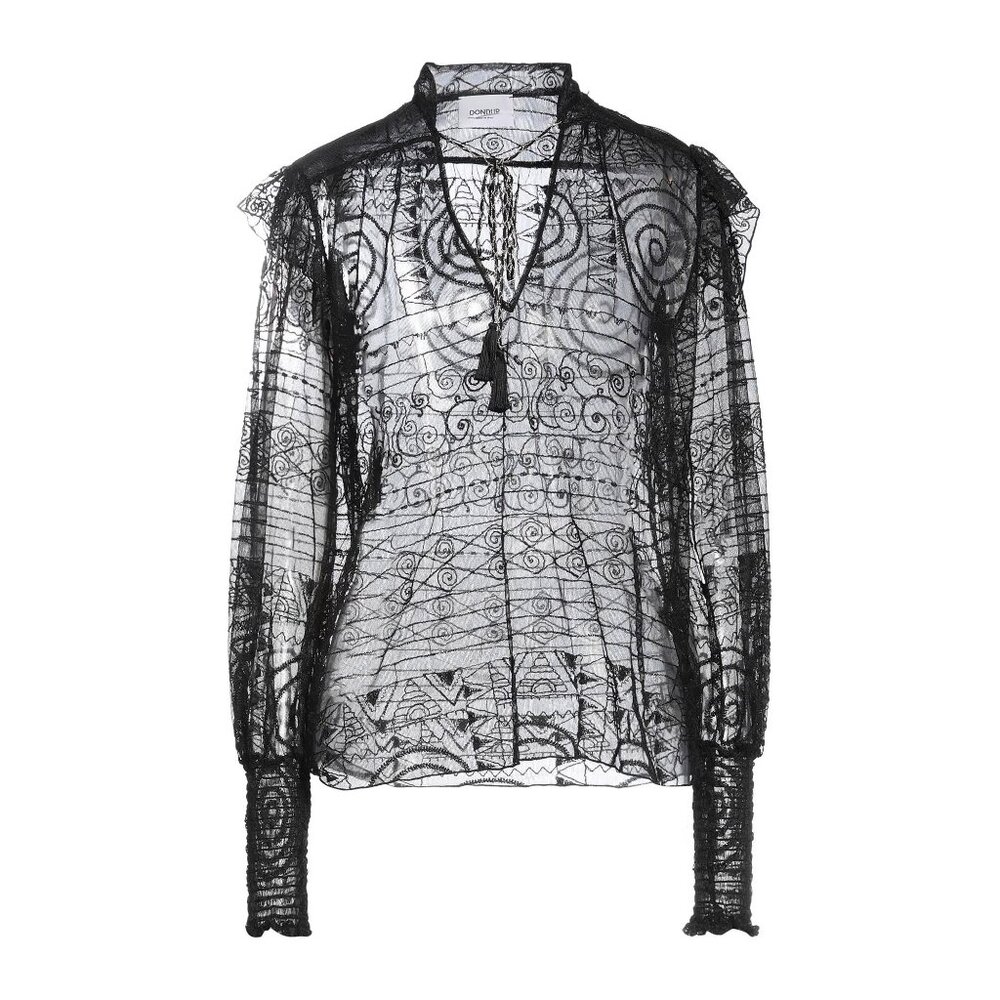 DONDUP black embroidered detailing v-neck Blouse